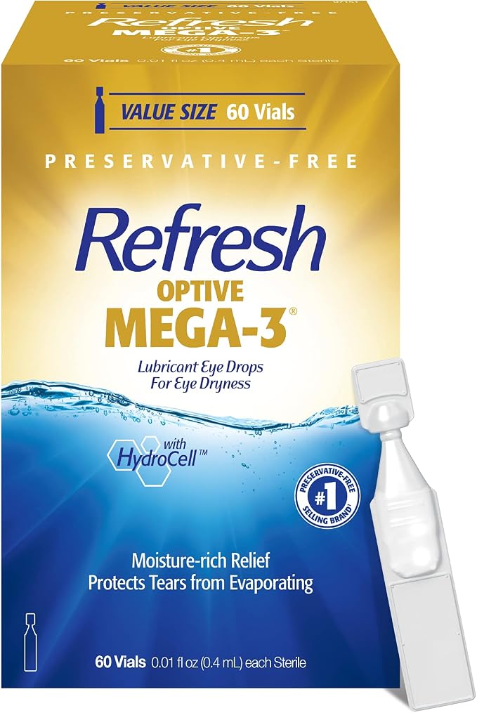 Refresh Optive Mega-3 Preservative-Free Eye Drops – 60 Pack